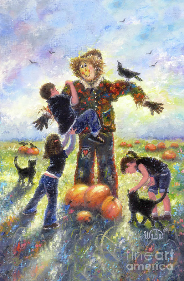 Pumpkin Patch Helping Hands Painting by Vickie Wade