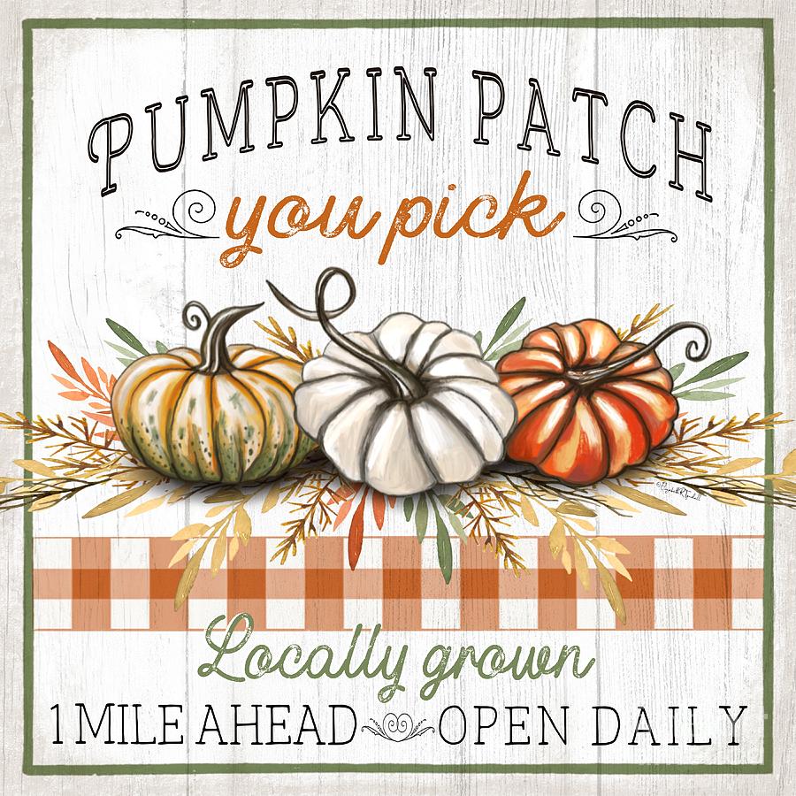 Pumpkin Patch Sign Painting by Elizabeth Robinette Tyndall