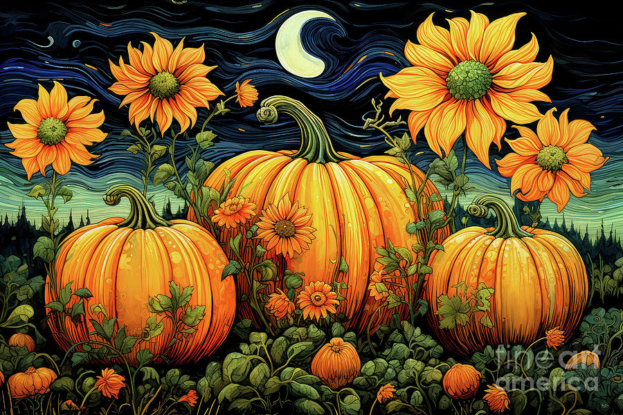 Halloween Painting - Pumpkin Patch by Tina LeCour