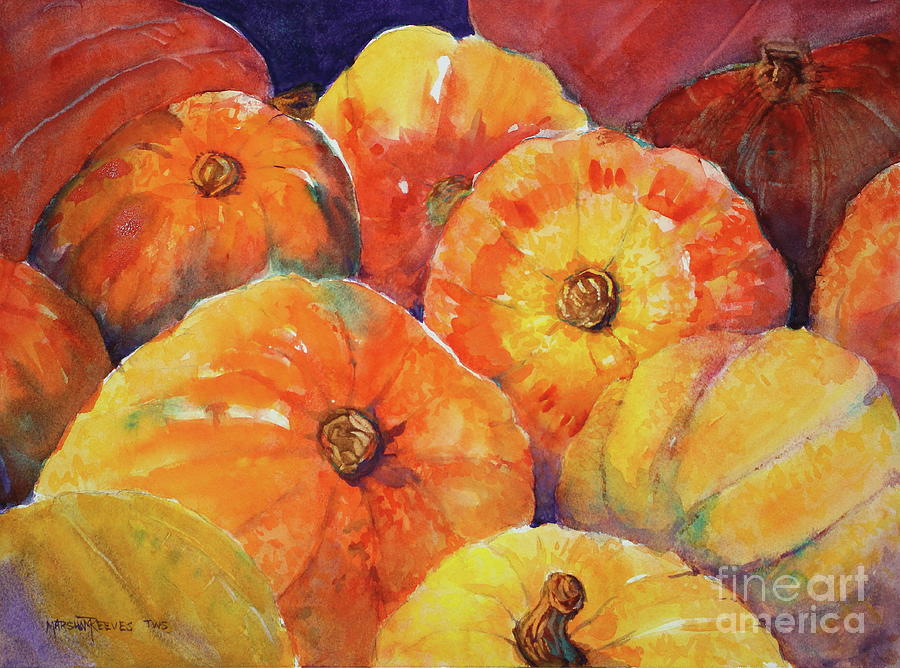 Pumpkin Painting - Pumpkin Pile by Marsha Reeves