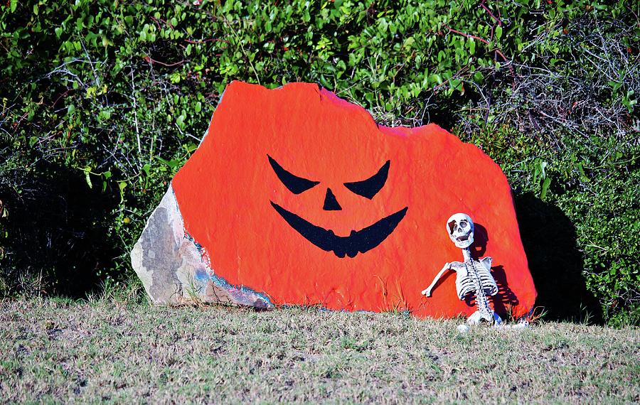 Pumpkin Rock With Skeleton Photograph by Cynthia Guinn