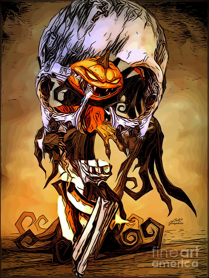 Pumpkin Skull Digital Art by CAC Graphics