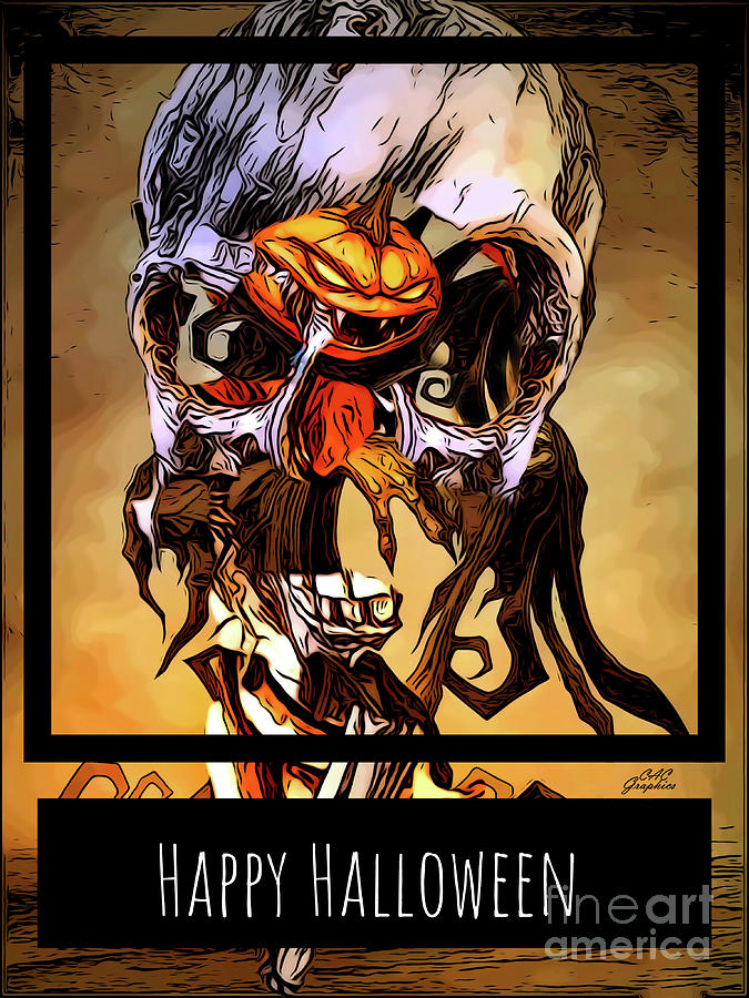 Pumpkin Skull Halloween  Digital Art by CAC Graphics