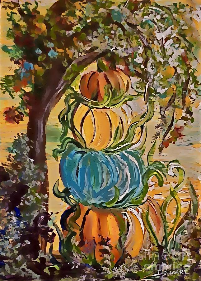 Pumpkin Stack Painting by Eloise Schneider Mote