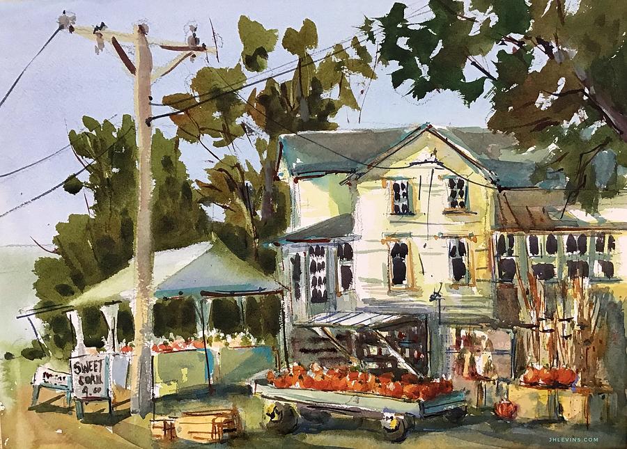 Pumpkin Time at the Farmstand Painting by Judith Levins