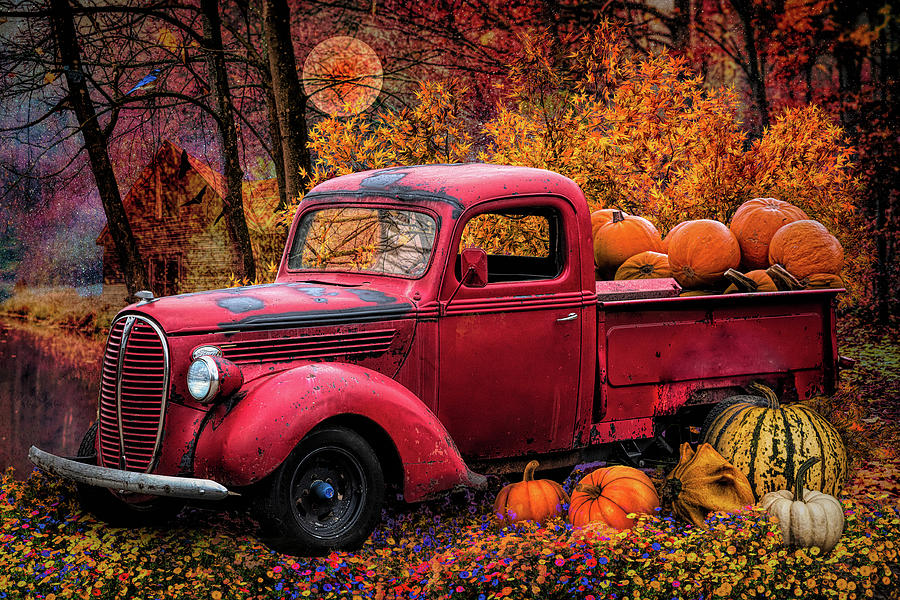 Pumpkin Truck on Halloween Photograph by Debra and Dave Vanderlaan