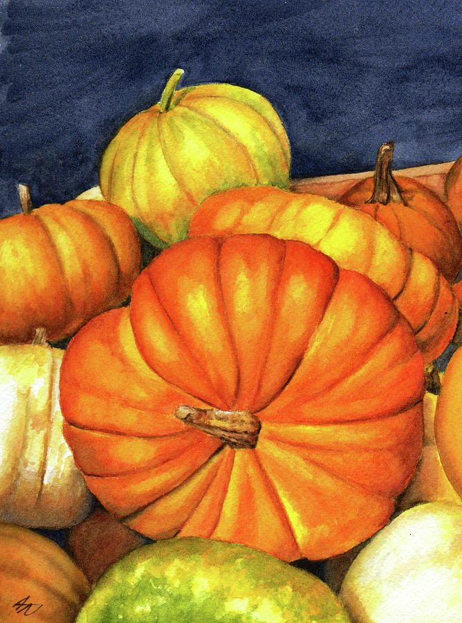 Pumpkin Tumble Painting by Ann Thompson Nemcosky - Fine Art America