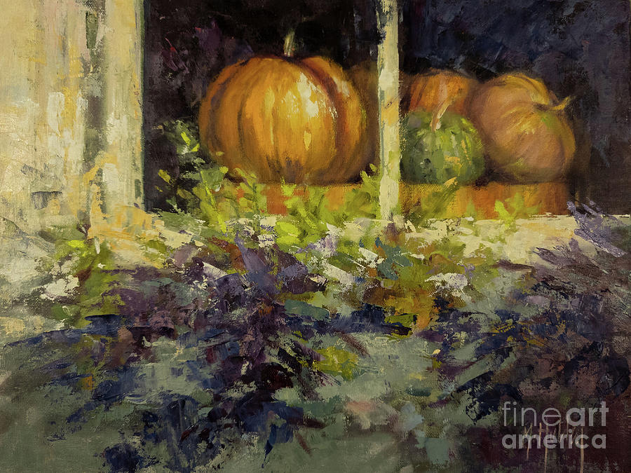 Pumpkin Window Painting by Mary Hubley