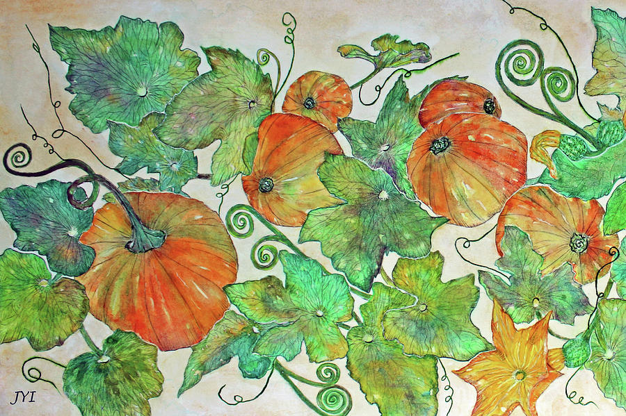Pumpkins Harvest 2 Painting by Janet Immordino