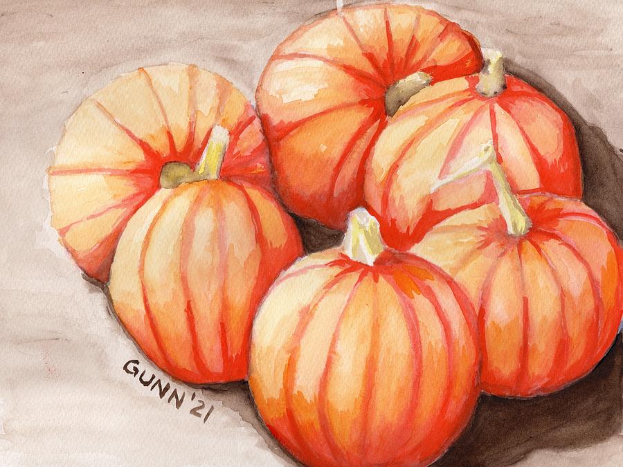 Pumpkins in the Sun Painting by Katrina Gunn