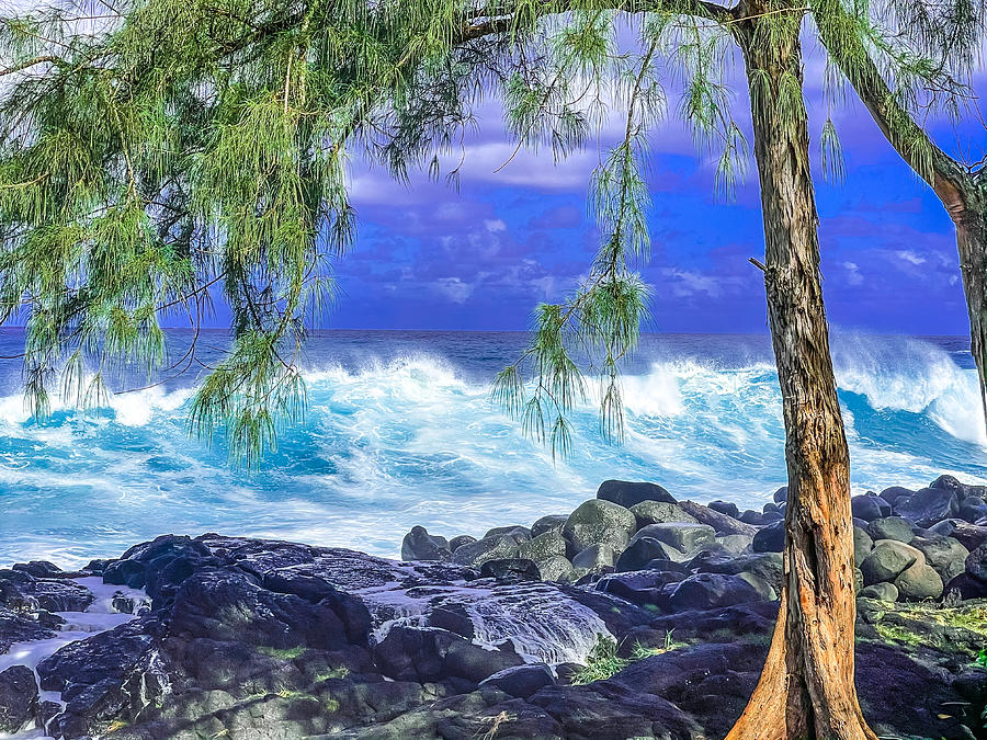 Puna Wave and Tree Aloha  Photograph by Joalene Young