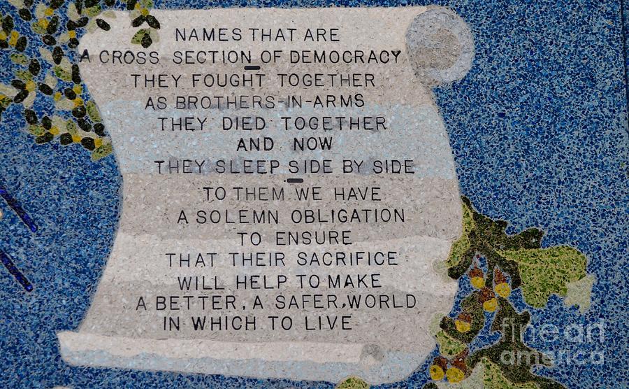 Honolulu Photograph - Punchbowl Cemetery Plaque by Mary Deal