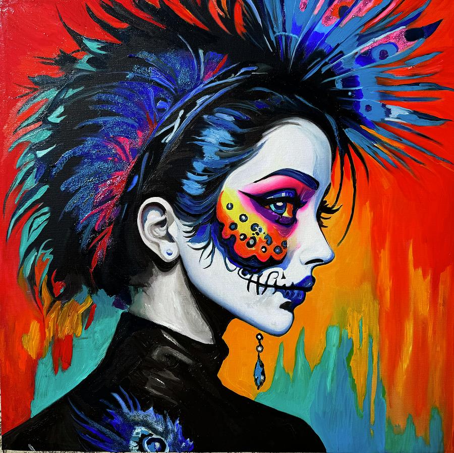 Punk Catrina Day of the Dead Painting by Kasey Jones