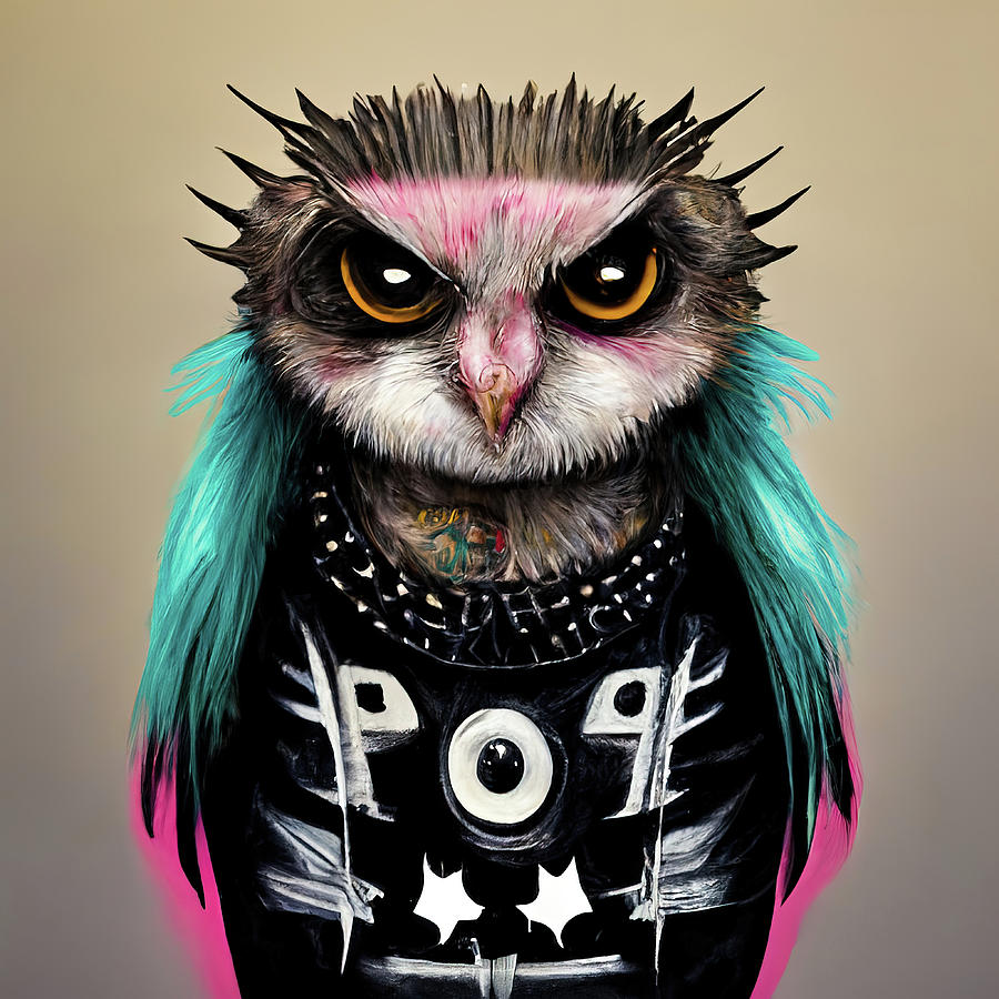 Punk Owl 01 Digital Art by Matthias Hauser