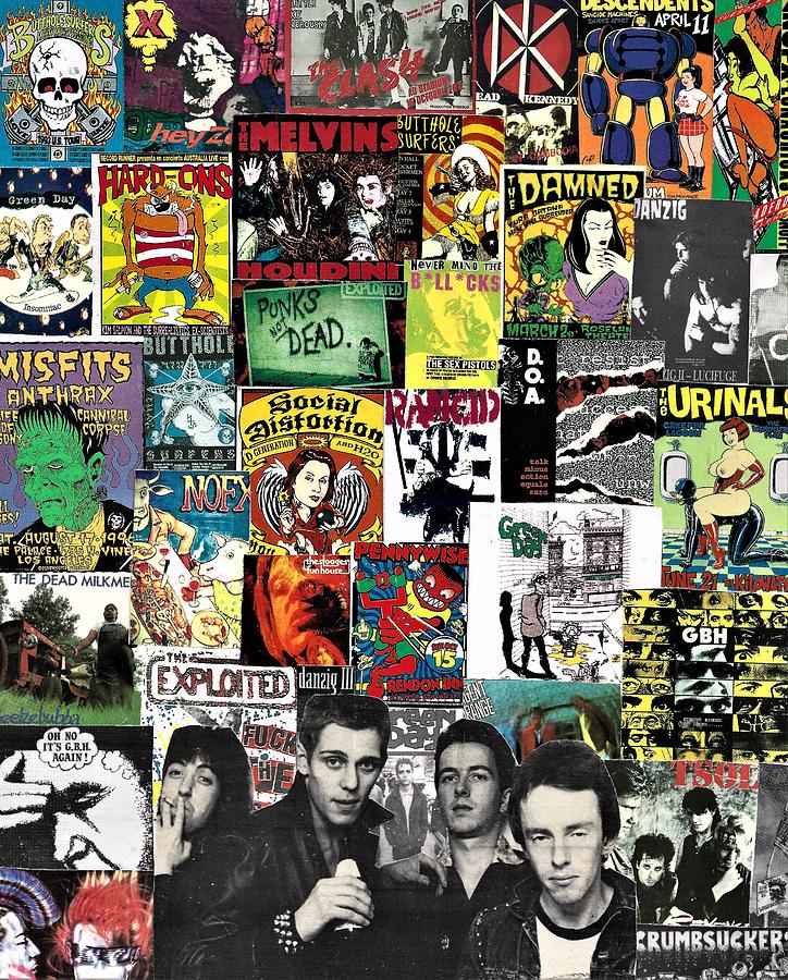 Punk Rock Music Collage 4 Painting by Doug Siegel | Pixels