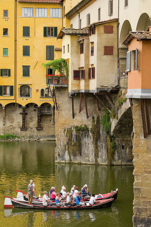 punt boats on the Arno River Photograph by David L Moore