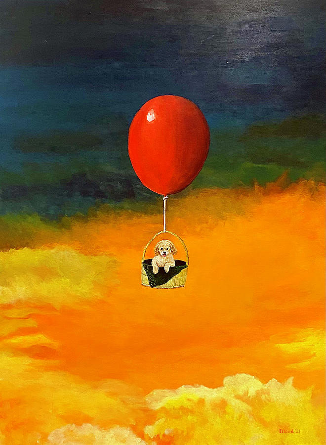 Pup, Up and Away Painting by Thomas Blood