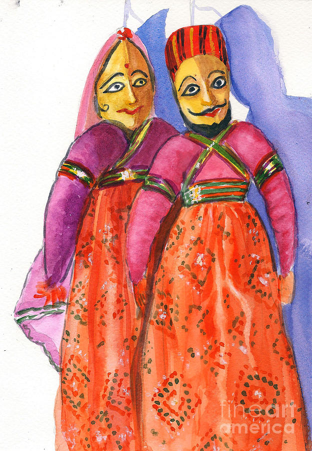 Puppets on strings Painting by Asha Sudhaker Shenoy