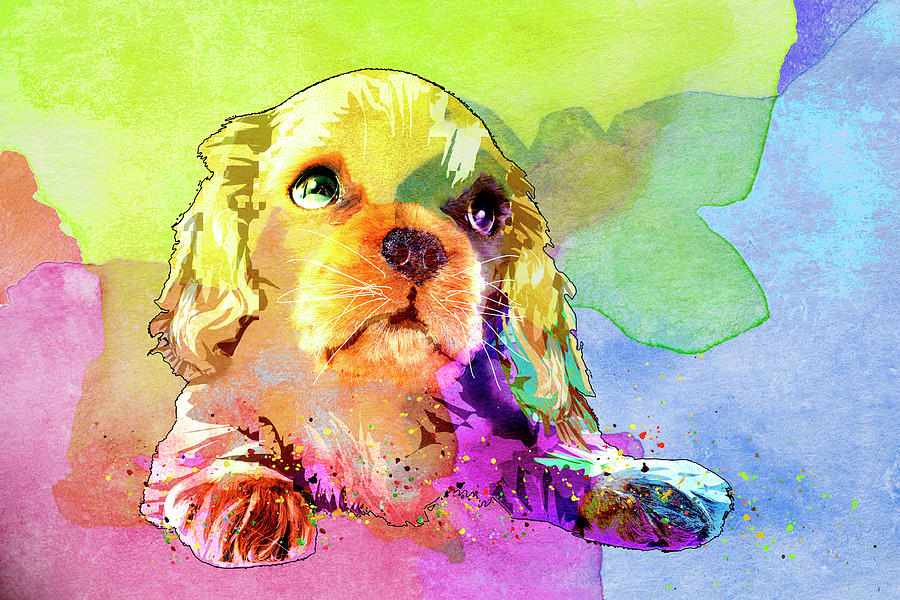 Puppy Cavalier King Charles Mixed Media by Miki De Goodaboom