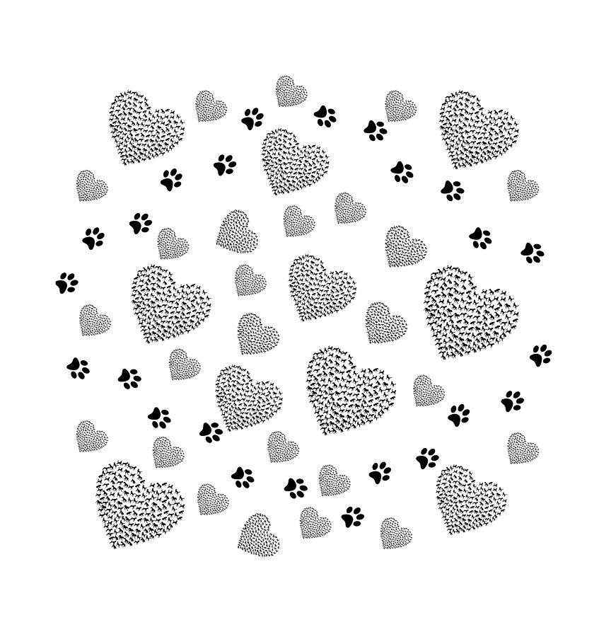 Puppy Dog Hearts and Paw Prints Digital Art by Ali Baucom