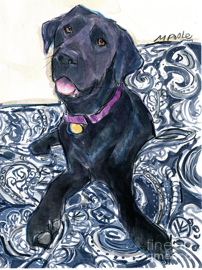 Puppy in Blue Painting by Molly Poole