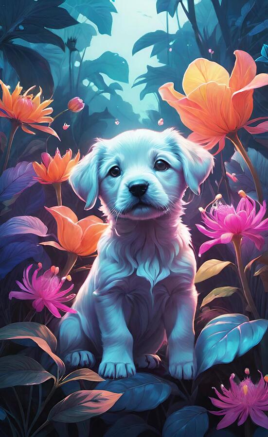 Flower Painting - Puppy Love by John Palliser