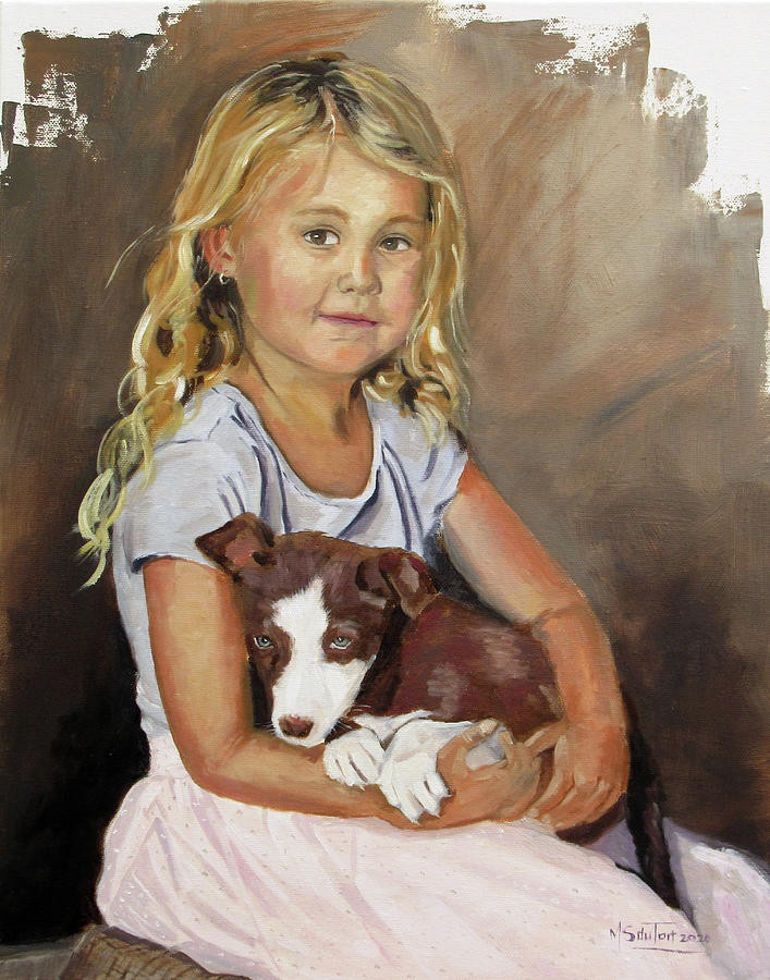 Puppy Love Painting by Marietjie Du Toit