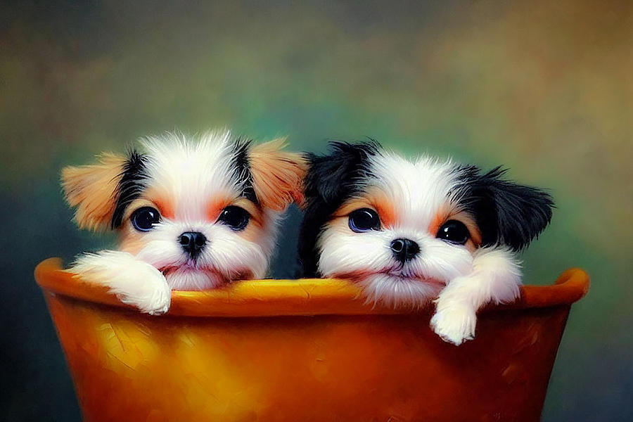Puppy Pals Digital Art by Debra Kewley