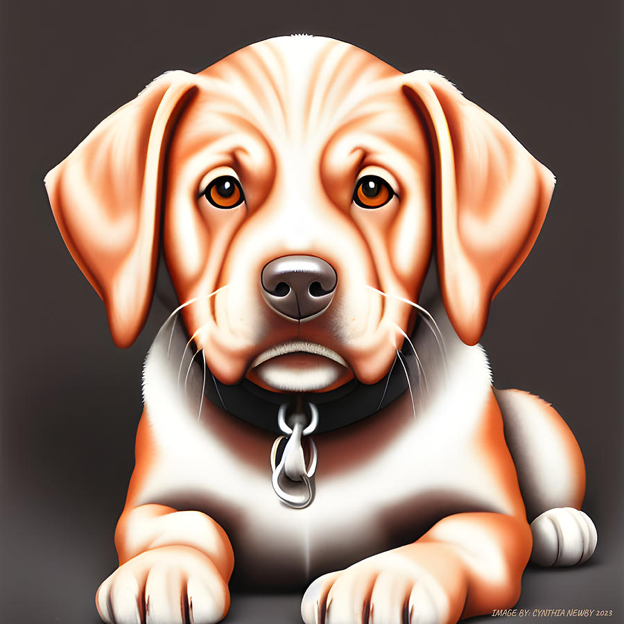 Puppy Portrait Digital Art by Cindys Creative Corner