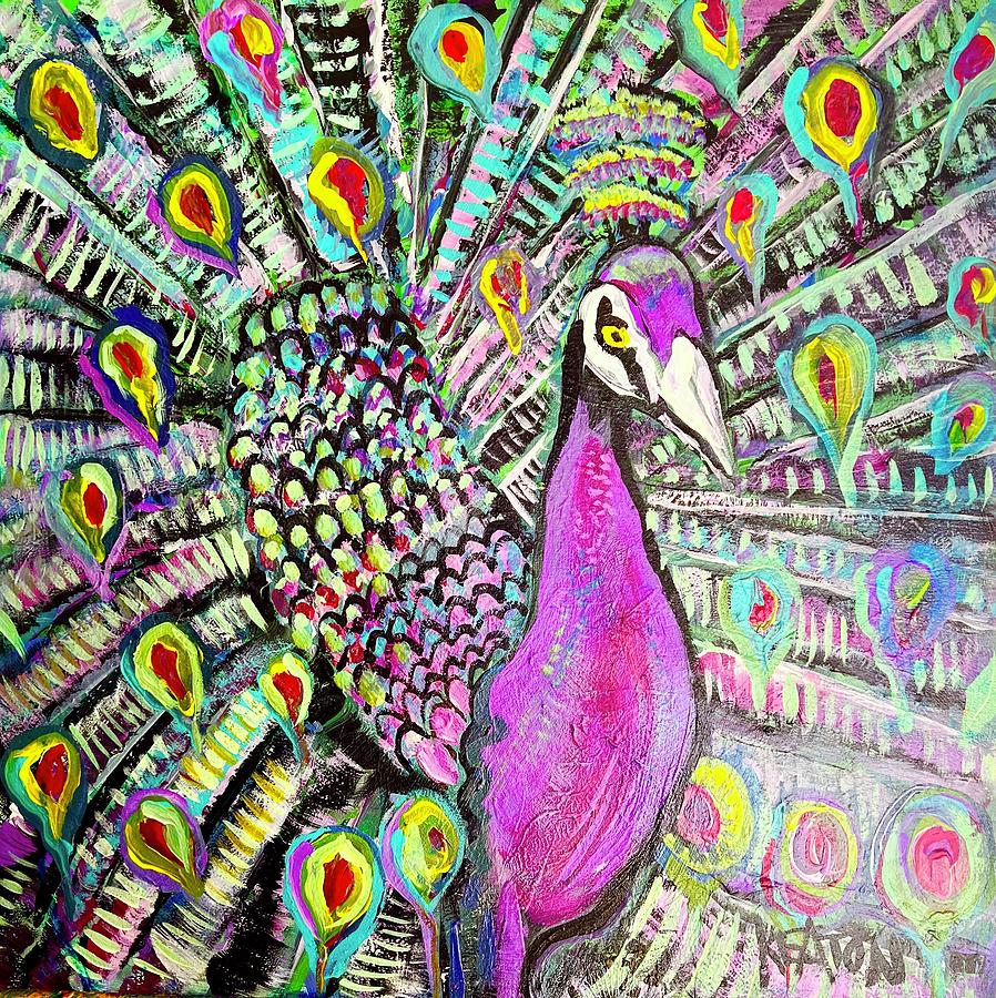 Peacock Painting - Purple Peacock by John Keaton