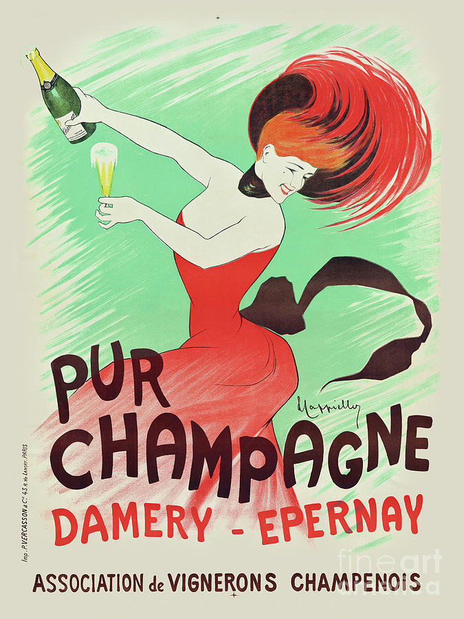 Pur champagne Damery Epernay Vintage Poster 1902 Drawing by Vintage ...