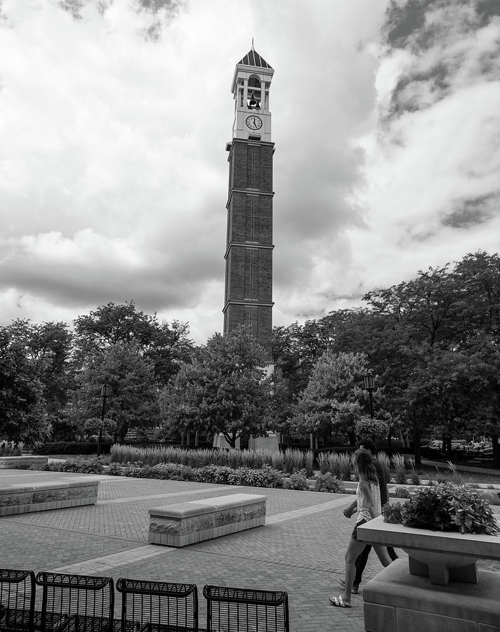 Purdue Bell Tower at Purdue University in black and white Photograph by Eldon McGraw