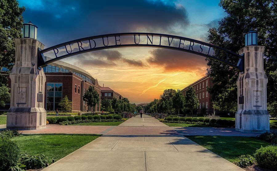 Purdue University Photograph - Purdue University Arched Entryway At Sunset by Mountain Dreams