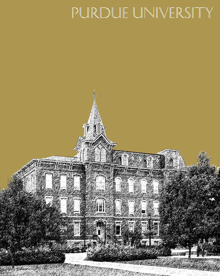 Purdue University - University Hall - Brass Digital Art by DB Artist