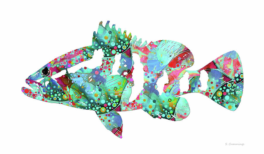 Pure Enchantment Grouper Fish Art Painting by Sharon Cummings Pure Enchantment Grouper Fish Art Painting by Sharon Cummings