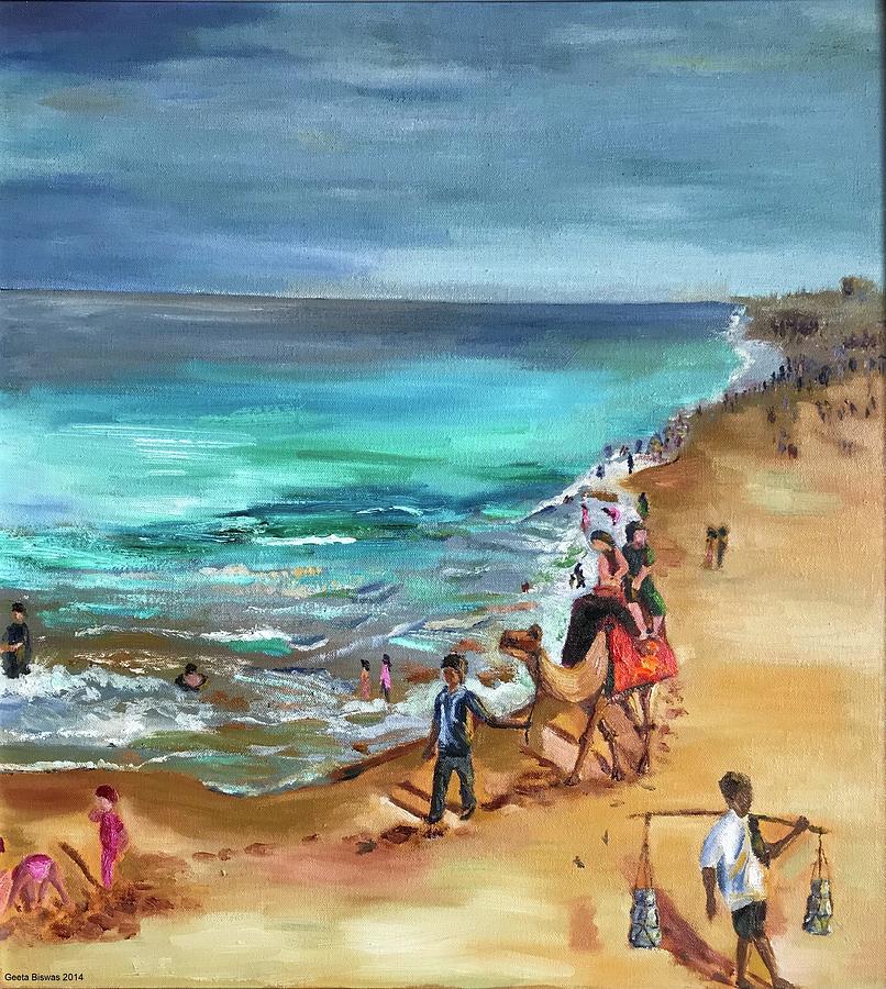 Puri beach 2, India Painting by Geeta Yerra