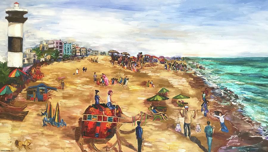 Puri beach Painting by Geeta Yerra