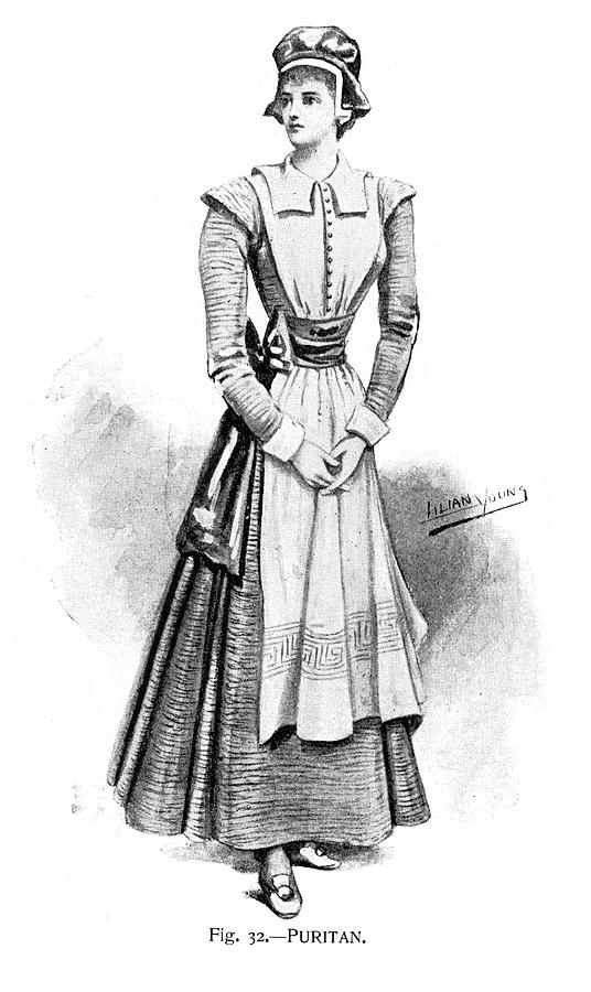 Puritan Costume - Victorian Fashion Drawing by Duncan1890