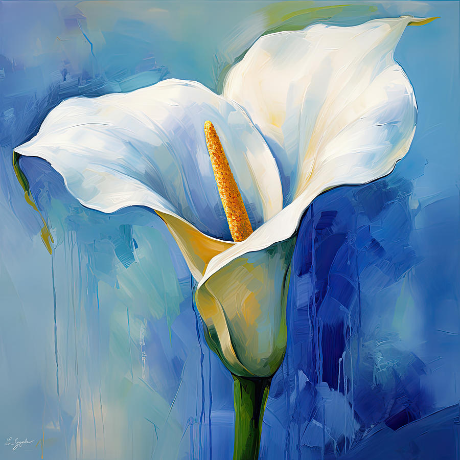 Purity And Tranquility - Calla Lily Paintings Digital Art