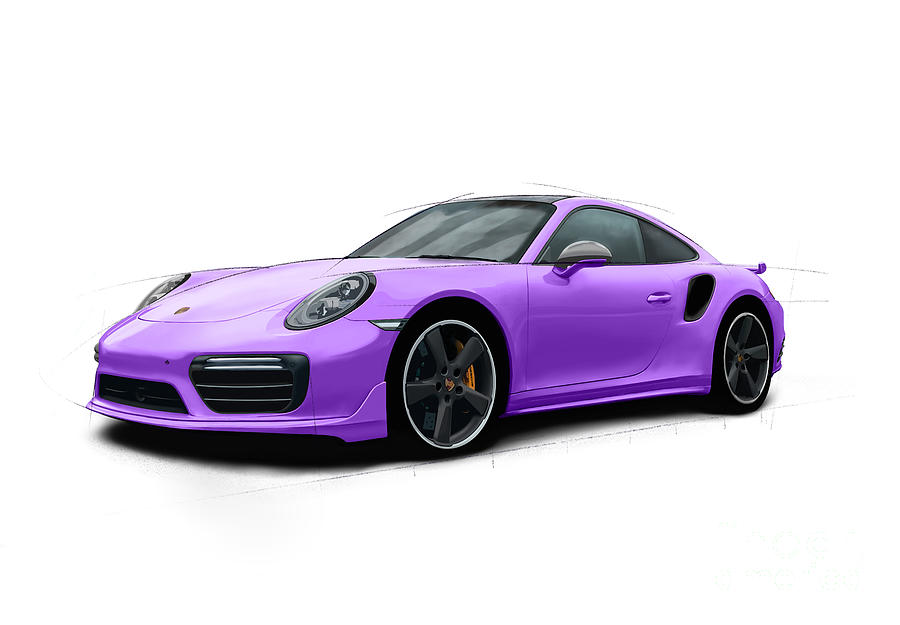 Purple 911 - sketched edition Digital Art by Moospeed Art
