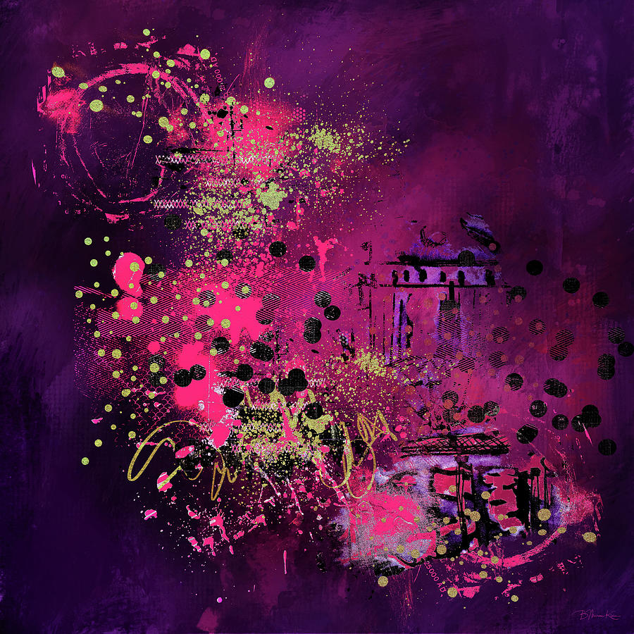 Purple Abstract Dots Digital Art by Barbara Mierau-Klein