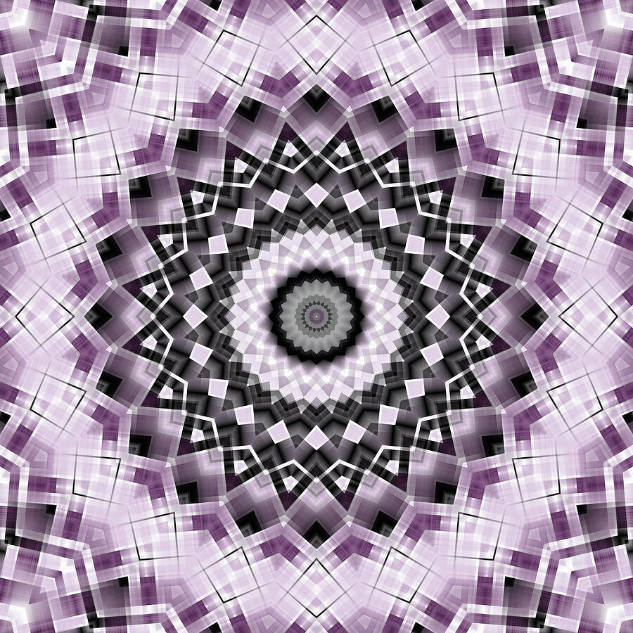 Purple and Black Mandala Kaleidoscope Medallion Flower Digital Art by Mercury McCutcheon