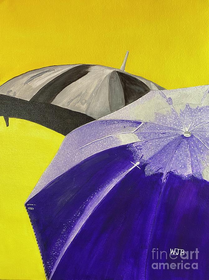 Purple and Black Umbrellas Painting by William Bowers