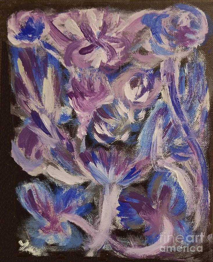 Purple And Blue Flowers Painting
