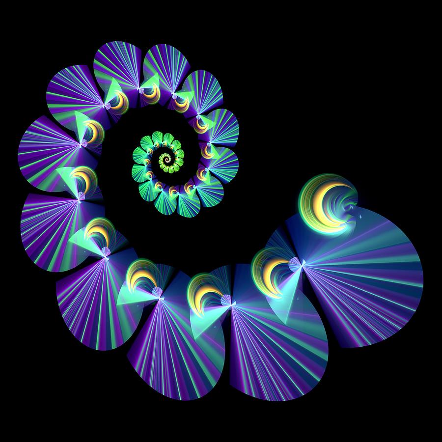Purple and Blue Spiral Fractal Art Design Digital Art by Susanne McGinnis