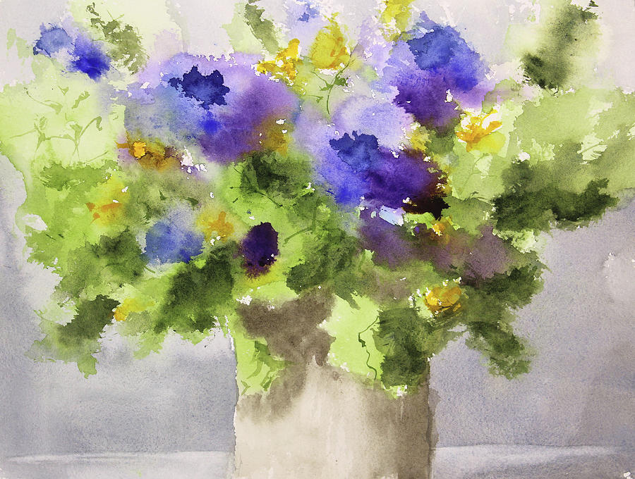 Purple and Gold Flowers Painting by Robin Edmundson - Fine Art America