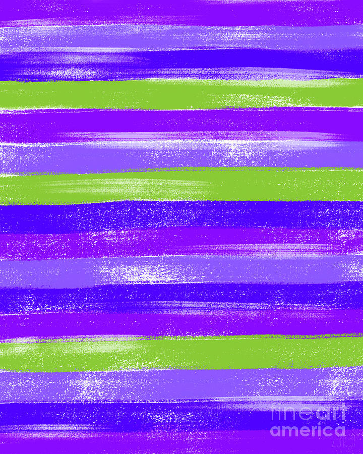 Purple And Green Digital Art - Purple and Green Pastel Stripe Pattern Modern Abstract by LJ Knight