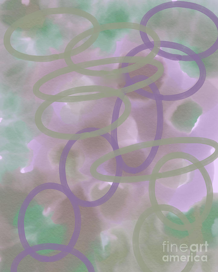 Purple And Sage Ovals Digital Art by Bentley Davis