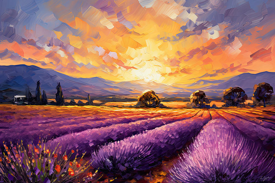 Purple and Sunset In Harmony Painting by Lourry Legarde