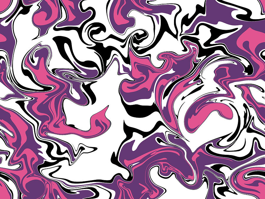 Purple and white fluid art, abstract pink and white Digital Art by Nadia CHEVREL